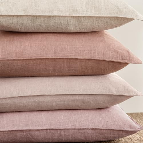 Linen Solid Decorative Throw Pillow Covers 22x22 Inch Rose Pink (22" x 22" (Pack of 2) / Blush)