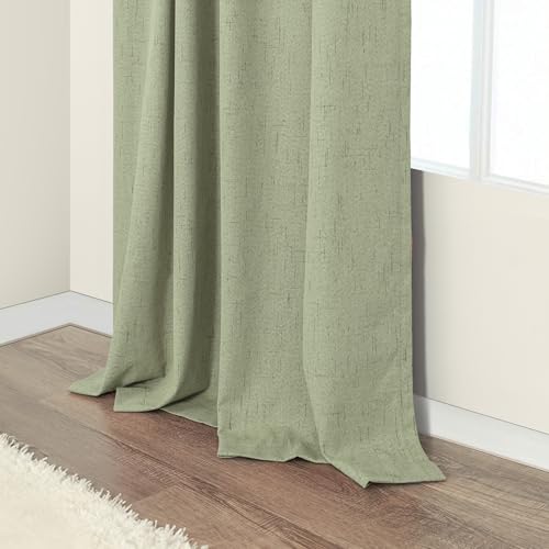 102 Inch Curtains Blackout Sage Green Christmas Decoration Black Out Linen Drapes for Bedroom Aesthetic Moody Retro Vintage Light Sage Spring Curtains for Living Room 8.5ft Length 52x102 Long 2 Panels (Sage Green / 52"W x 102"L (Pack of 2))