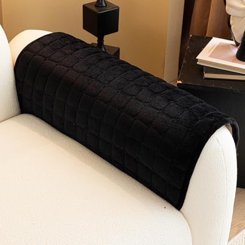 Sectional Velvet Couch Covers for 1 Seat (Black / 1PC/35.4"x35.4"/Backrest & Single)