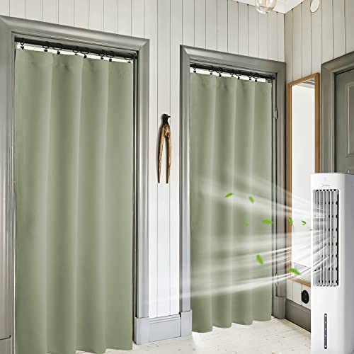 Blackout Curtains for Bedroom Living Dining Room 84 inches Long (Sage Green / 42"W x 84"L (Pack of 2))