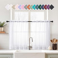 White Small Sheer Curtains 2 Panels Set (42"W x 24"L (Pack of 2) / White)