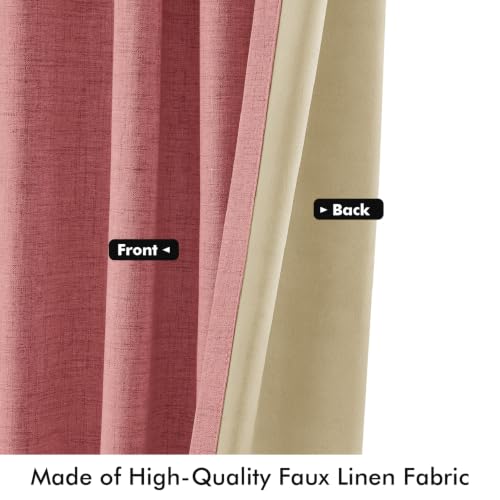 100% Blackout Linen Curtains 42 x 72 Inch Dusty Rose Pink 2 Panels (Dusty Rose / 42"W x 72"L (Pack of 2))