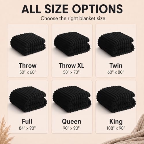 Black Queen Size Blanket for Bed (Black / Queen (90" x 90"))
