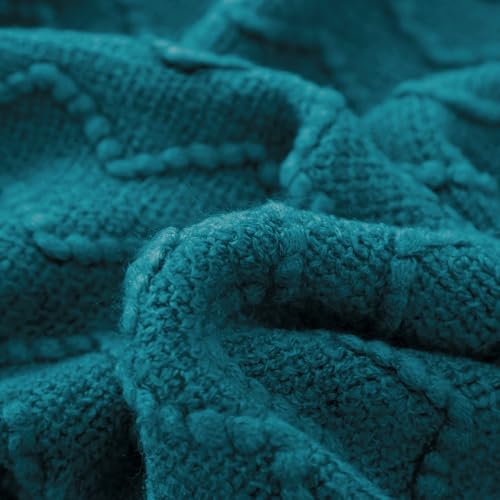 Teal Throw Blanket 50x90 Inch Boho Knitted Soft Throw Sofa Blanket (Teal / 50"x90")