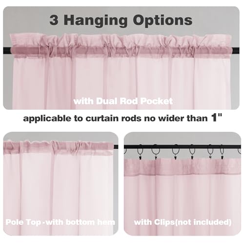 Blush Pink Sheer Curtains 96 Inches Long 2 Panels (Blush Pink / 59"W x 96"L (Pack of 2))