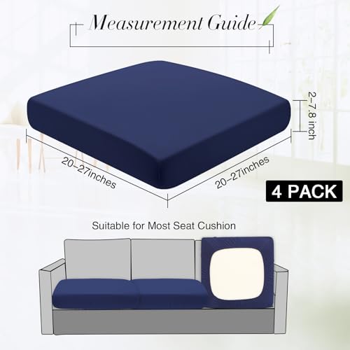 4 Pcs Stretch Cushion Covers (Navy Blue / Seat Cover)