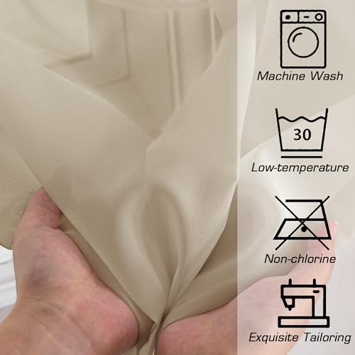 Taupe Sheer Curtains 90 Inches Long for Bedroom Living Room 2 Panels Set (Taupe / 42"W x 90"L (Pack of 2))