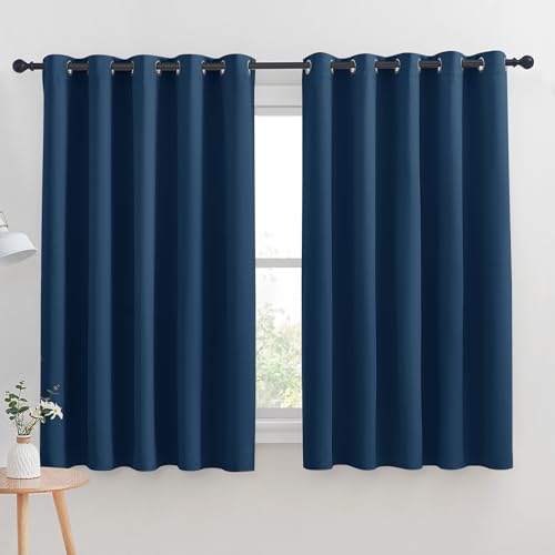 Thermal Insulated Moroccan Blue Blackout Curtains for Bedroom (Dark Blue / 70"W x 63"L (Pack of 2))