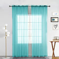 Sheer Voile Window Treatment. Rod Pocket Curtain Panels for Kitchen Bedroom Living Room Drapes Sunlight Filtering Privacy Semi Home Decor Assorted Colors Sizes (Turquoise / 52"W x 45"L (Pack of 2))