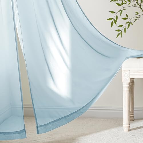 Sky Blue Sheer Curtains 84 Inches Long 4 Panels 42 x 84 Inches (42"W x 84"L (Pack of 4) / Sky Blue)