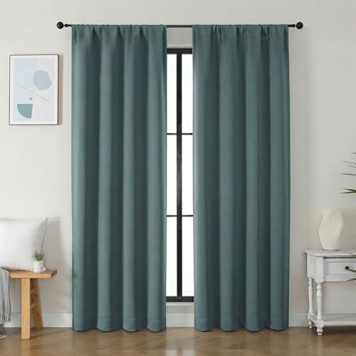 Ava Dark Green Blackout Curtains for Bedroom 84 Inch Length 2 Panels Set (Dark Green / 40"W x 84"L (Pack of 2))