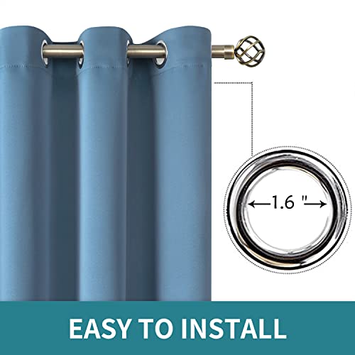 Blackout Curtains for Bedroom (Faded Denim / 38"W x 63"L (Pack of 2))