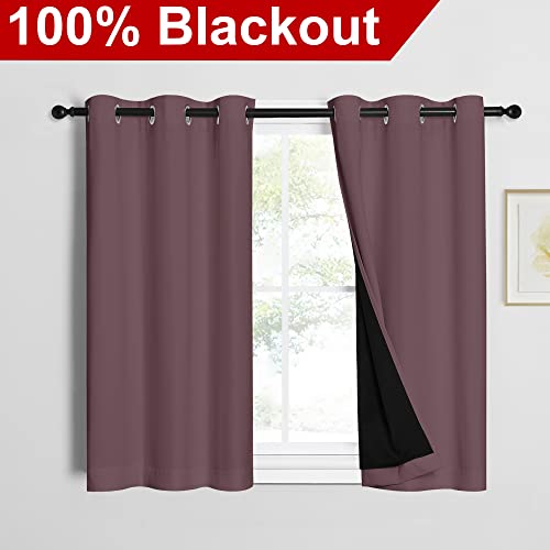 Dry Rose 100% Blackout Curtains 45 inches Long (Dry Rose / 42"W x 45"L (Pack of 2))