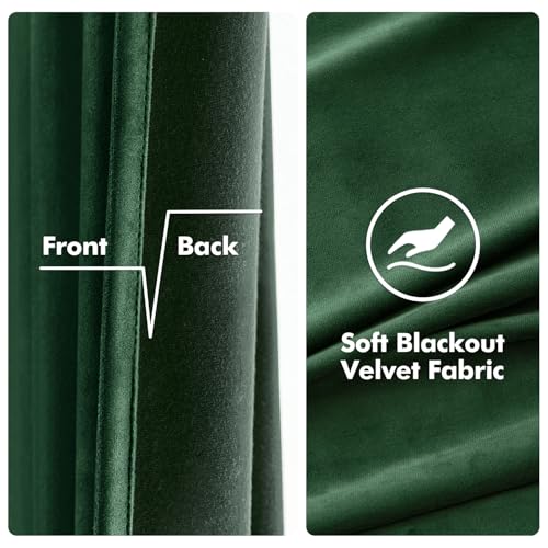 Velvet Curtains Christmas Emerald Green 52 x 96 Inch Length Set of 2 (Emerald Green / 52"W x 96"L (Pack of 2))