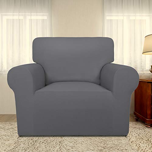 Super Stretch Chair Covers Fleece Couch Covers for Sofa Gray (Small Chair / Grey)