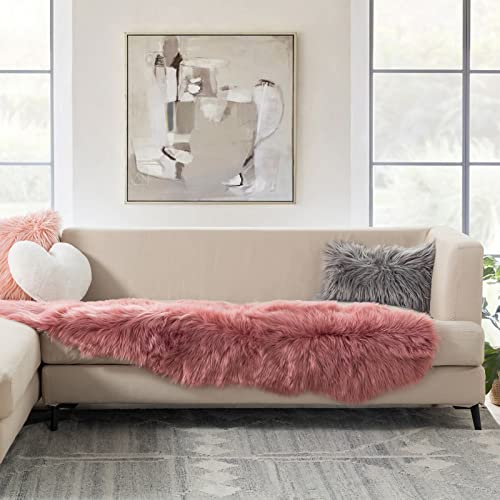 Ashler Faux Fur Rug (2' x 6' (Irregular) / C-blush Pink)