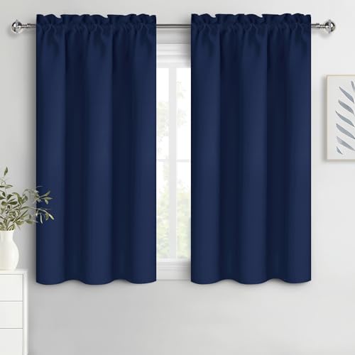 Blackout Curtains for Bedroom 38 x 45 Inch Long Navy Blue 2 Panels (Navy Blue / 38"W x 45"L (Pack of 2))