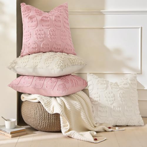 Pink Faux Fur Egg Throw Pillow Covers 12x20 Set of 2 (20" x 12" (Pack of 2) / Eggs Pink)