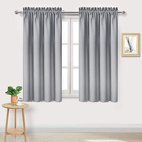 Blackout Curtains for Bedroom Living Room 38 x 45 Inch Long 2 Panels (Silver Grey / 38"W x 45"L (Pack of 2))