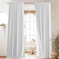 Back Tab 100% Blackout White Linen Curtains 84" L Set of 2 (Pure White / 52"W x 84"L (Pack of 2))