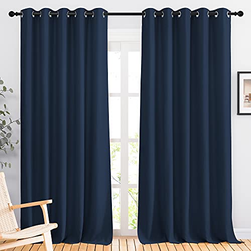 Blackout Curtain Panels 90 (Navy / 66"W x 90"L (Pack of 2))