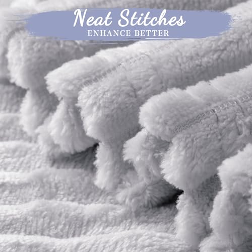 12 Pcs Flannel Throw Blankets Bulk Outdoor Wedding (Light Gray)