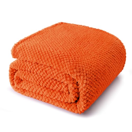 Soft Fleece Twin Size Bed Blanket (Burnt Orange / Twin(60x80 In))