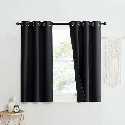 Complete 100% Blackout Curtain Set (Black / 37"W x 50"L (Pack of 2))