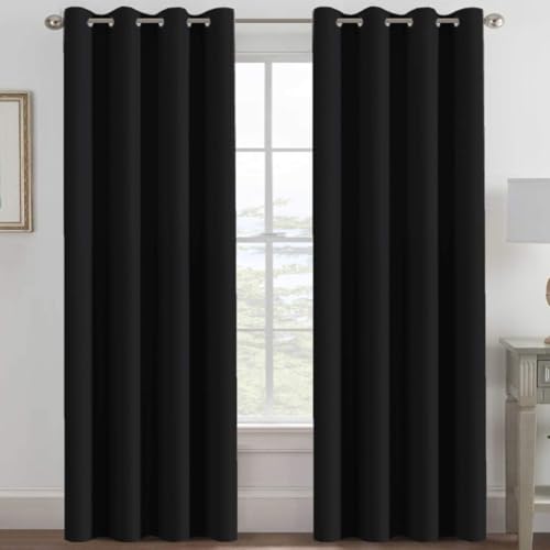 Blackout Curtains for Bedroom Black Out Curtains 120 inch Thermal Insulated Long Blackout Curtains for Living Room (52"W x 120"L (Pack of 1) / Jet Black)