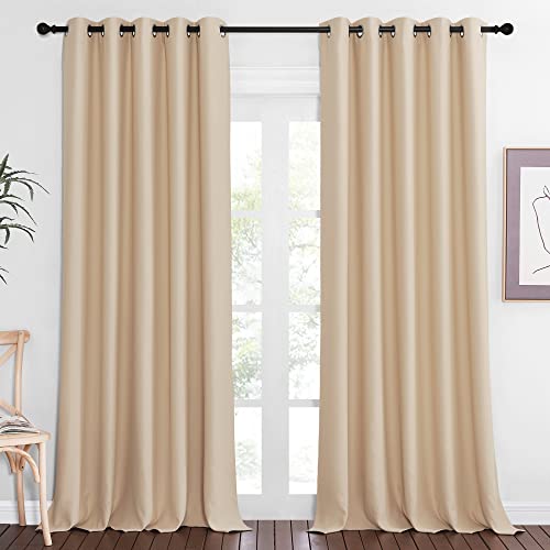 Blackout Sliding Glass Door Curtain 110 inch Length (Biscotti Beige / 66"W x 110"L (Pack of 1))