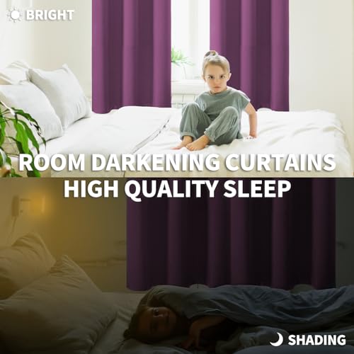 Short Curtains for Small Window 45 Inch (Eggplant Purple / 38"W x 45"L (Pack of 2))