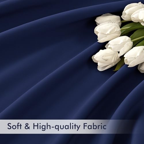 Navy Blue Back Tab Blackout Curtains 52x120 Inch Long 2 Panels Set (Navy Blue / 52"W x 120"L (Pack of 2))