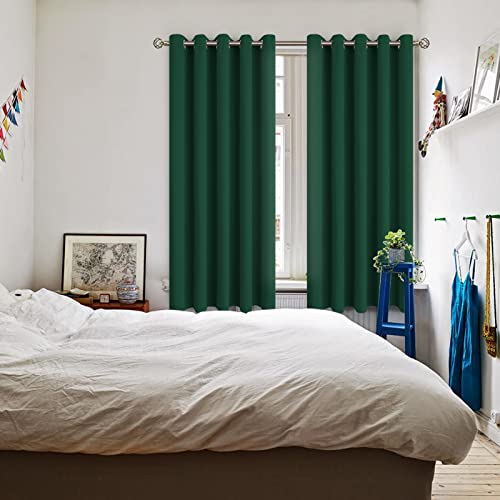 Emerald Green Blackout Curtains for Bedroom 63 Inch Long (Emerald Green / 70"W x 63"L (Pack of 2))