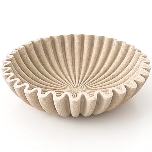 Large Decorative Bowl for Home Decor (Beige Resin)