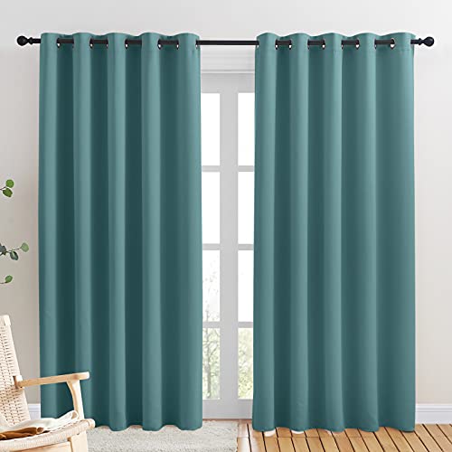 Room Darkening Draperies Window Curtain Panels (Sea Teal / 60"W x 84"L (Pack of 2))
