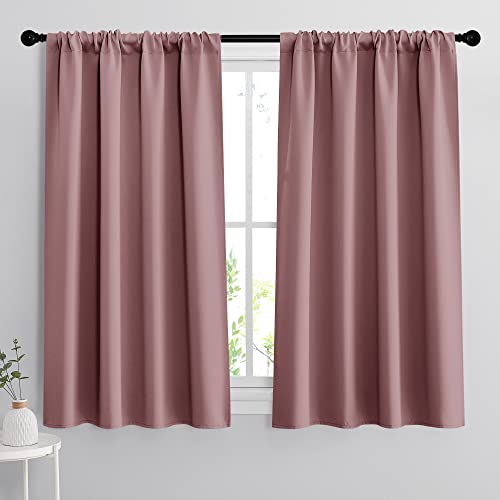 54 inch Blackout Curtains for Living Room Bedroom (Dusty Rose / 42"W x 54"L (Pack of 2))