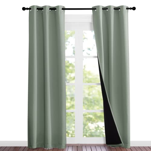 Greyish Green Blackout Curtains 84 inches Long (Greyish Green / 37"W x 84"L (Pack of 2))