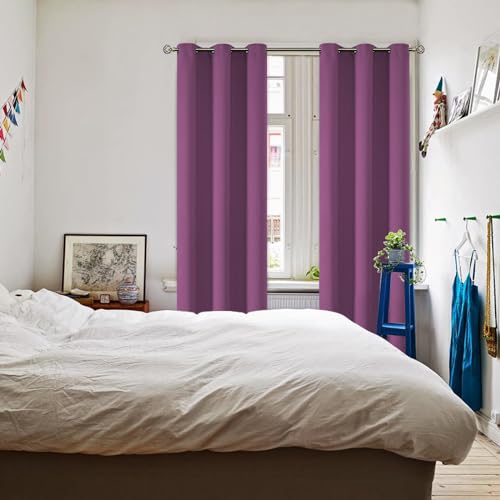Eggplant Purple Blackout Curtains for Living Room 84 Inch (Eggplant Purple / 42"W x 84"L (Pack of 2))