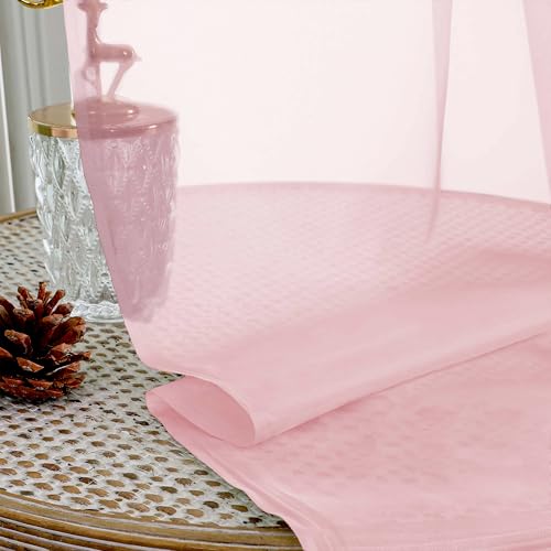 Blush Pink Sheer Curtains 72 Inches Long 2 Panels Set (Blush Pink / 59"W x 72"L (Pack of 2))