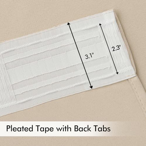 Cream Beige Back Tab Blackout Curtains 52x78 Inch Length 2 Panel Set (Cream Beige / 52"W x 78"L (Pack of 2))