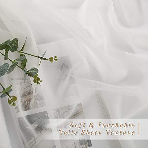 Sheer Curtains for Bedroom Windows 84 inch Length (Beige / 54"W x 84"L (Pack of 2))