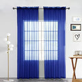 Sheer Voile Window Treatment Rod Pocket Curtain Panels for Kitchen Bedroom Living Room Drapes Sunlight Filtering Privacy Semi Home Decor Assorted Colors Sizes (Blue Sapphire / 52"W x 45"L (Pack of 2))