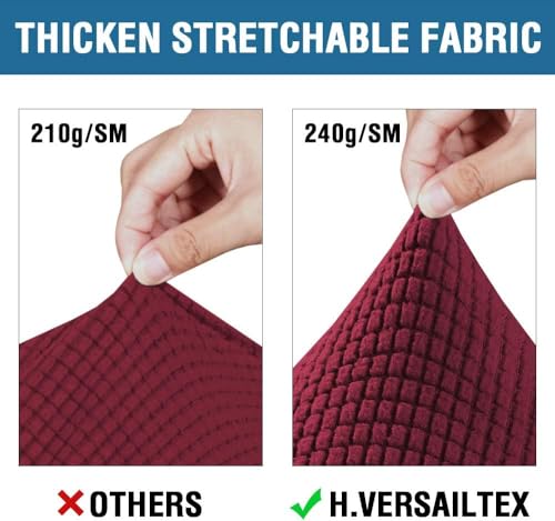 4 Piece Stretch Sofa Covers for 3 Cushion Couch Covers for Living Room Furniture Slipcovers (Large Plus / Burgundy)