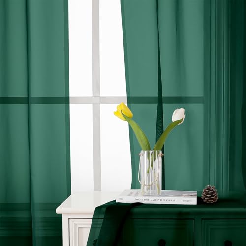 Hunter Green Sheer Curtains 72 Inches Long 2 Panels (Hunter Green / 42"W x 72"L (Pack of 2))