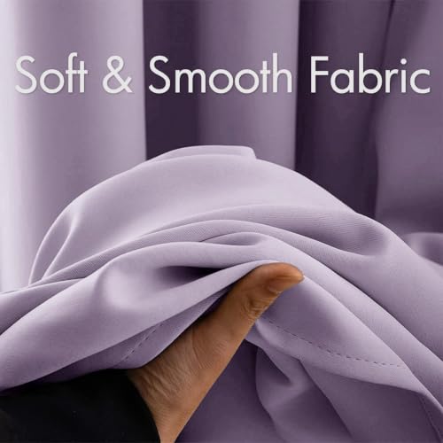 Lilac Blackout Bedroom Curtains Drapes 72 Inch Long 52"x72" (Lilac / 52"W x 72"L (Pack of 2))