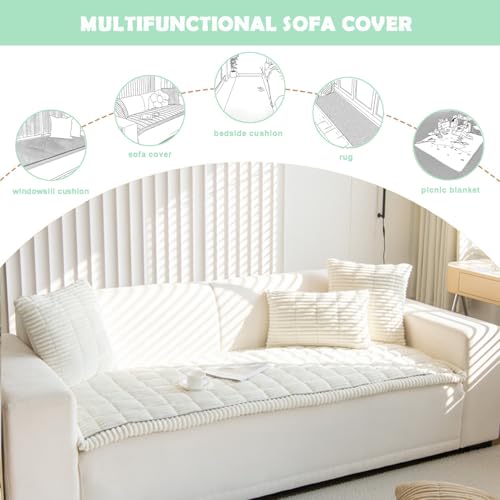 Couch Cover for Dogs Washable Non (White / 27.6X82.7)