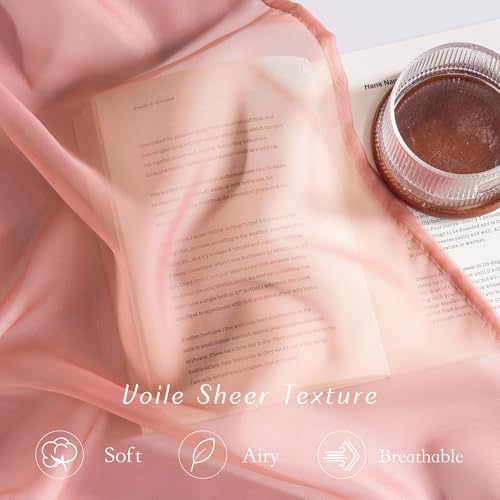 Living Room Coral Pink Sheer Curtains 96 inch Length (Coral Pink / 54"W x 96"L (Pack of 2))