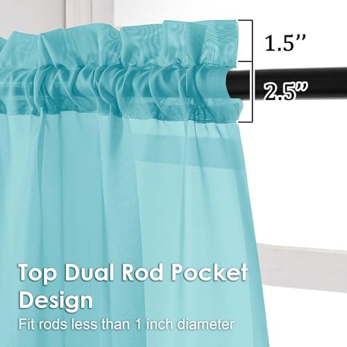 Sheer Curtains 84 Inches Long 2 Panels Set (Aqua / 42"W x 84"L (Pack of 2))