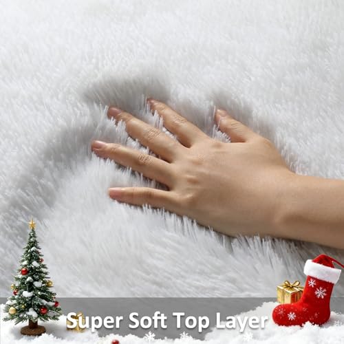 White Rugs for Bedroom Fluffy (4- White / 4' x 6' (Rectangular))