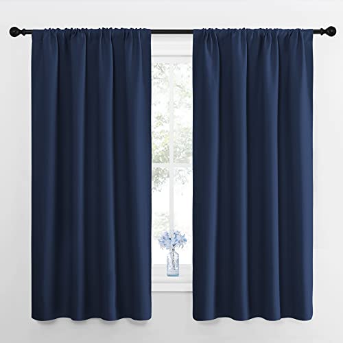 Navy Blackout Curtains for Bedroom 42" Wide x 63" Long 2 Panels (Navy / 42"W x 63"L (Pack of 2))